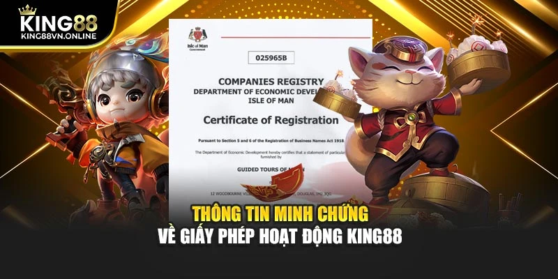 Thông tin minh chứng về giấy phép hoạt động KING88
